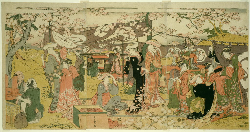 画像:喜多川歌麿『桜の宴』(引用元:シカゴ美術館、パブリックドメイン)