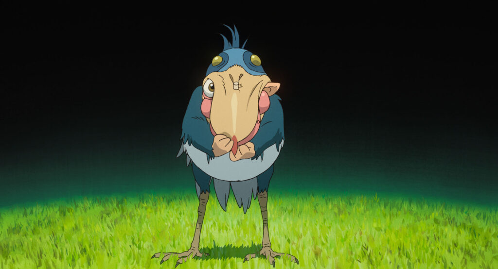 画像：正体を表すアオサギ（引用元：スタジオジブリ公式サイトフリー素材、https://www.ghibli.jp/works/kimitachi/#frame）