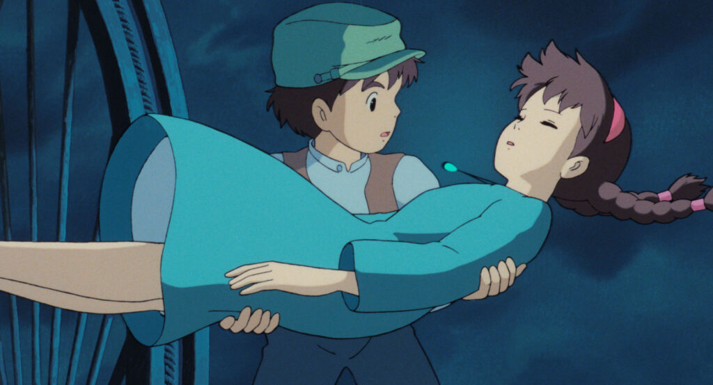 画像：天空の城　ラピュタの名シーン（引用元：スタジオジブリ公式サイトフリー素材、https://www.ghibli.jp/works/kimitachi/#frame）